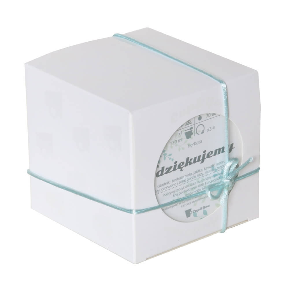 Herbata DZIĘKUJEMY - wysokogatunkowa biała herbata 60g elegancki prezent podarunek podziękowanie dla gości