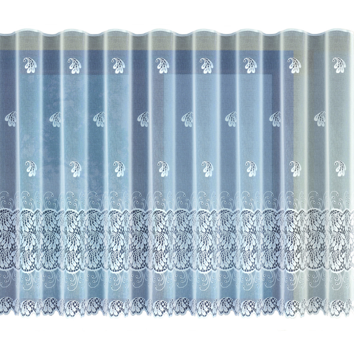 Biała żakardowa firanka z taśmą 206550 160 x 300cm  MONDOMI