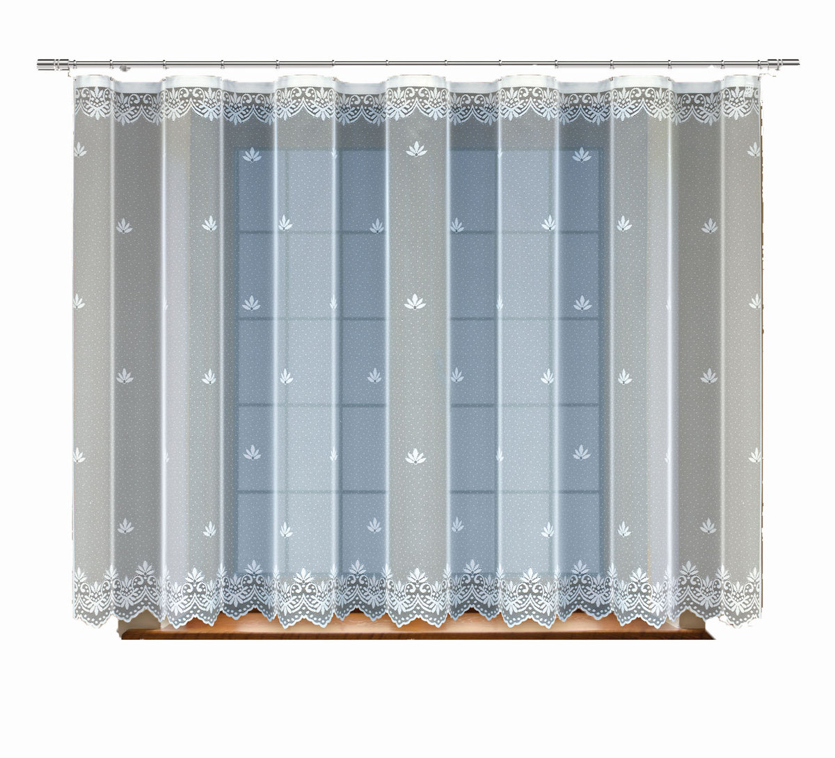 Biała żakardowa firanka z taśmą 250280 120 x 300cm  MONDOMI