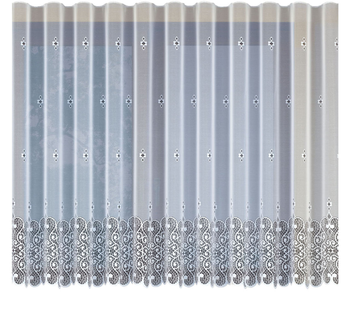 Biała żakardowa firanka z taśmą 206580 150 x 300cm MONDOMI