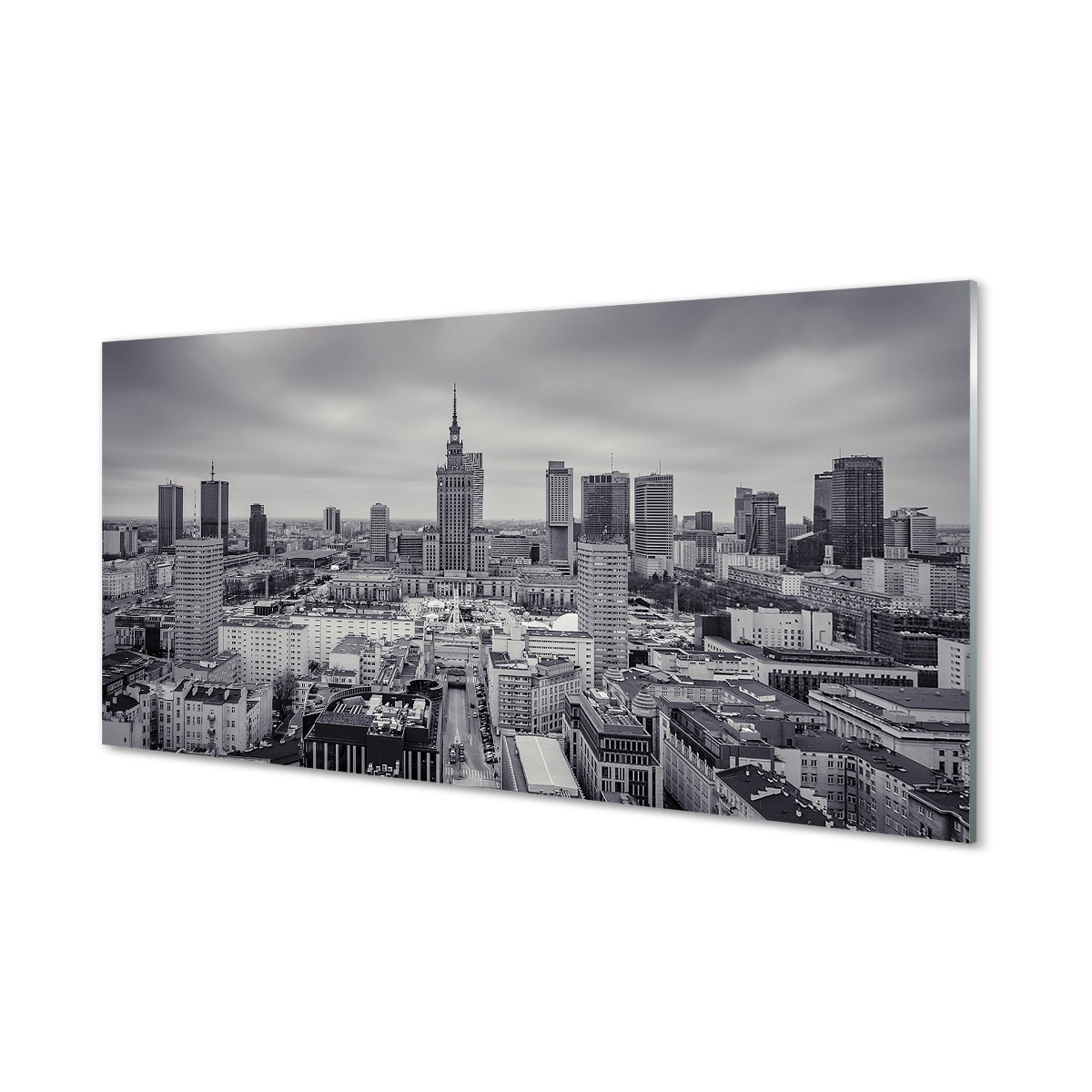Szklany panel Warszawa Wieżowce panorama 120x60 cm