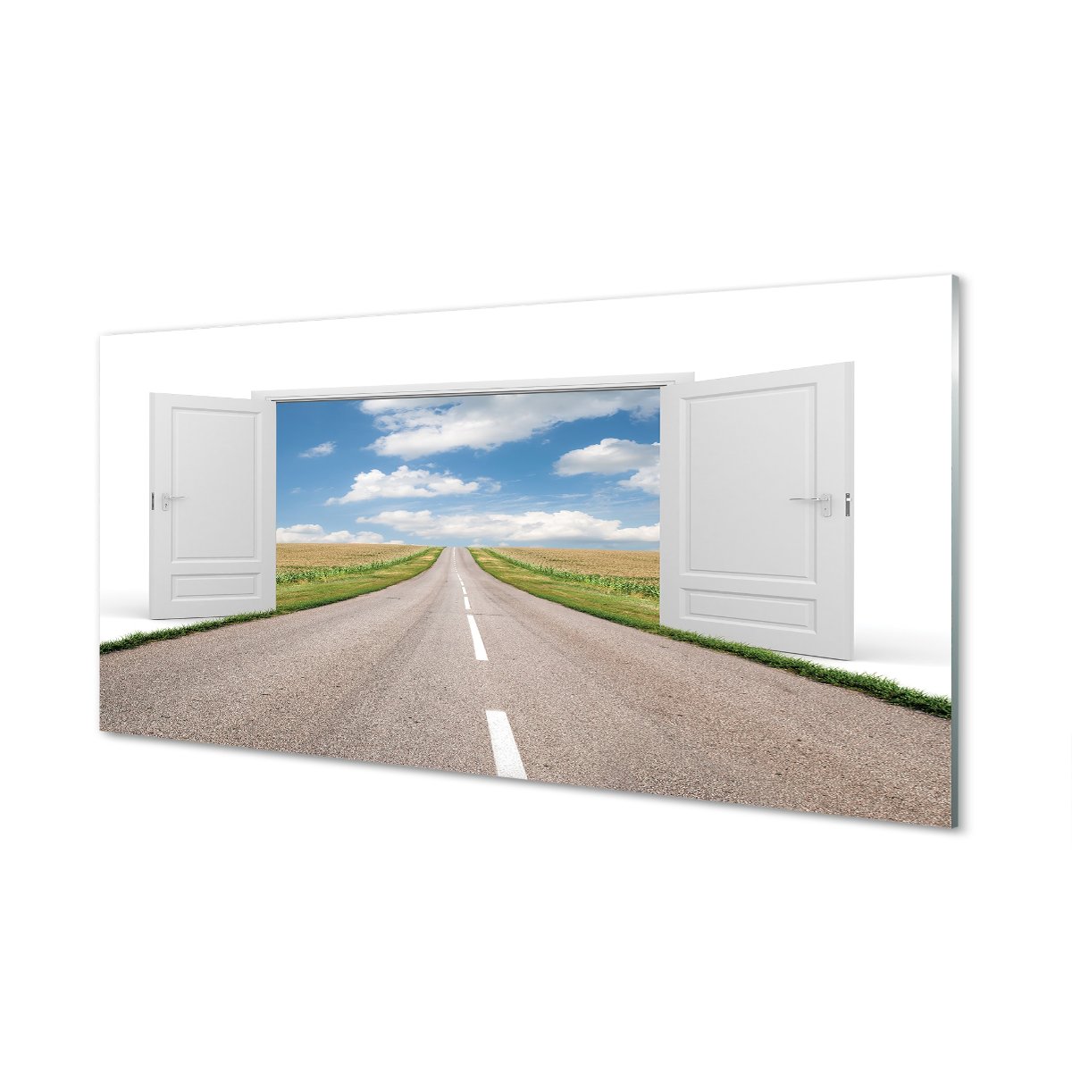 Szklany panel do kuchni Pole droga drzwi 3d 120x60