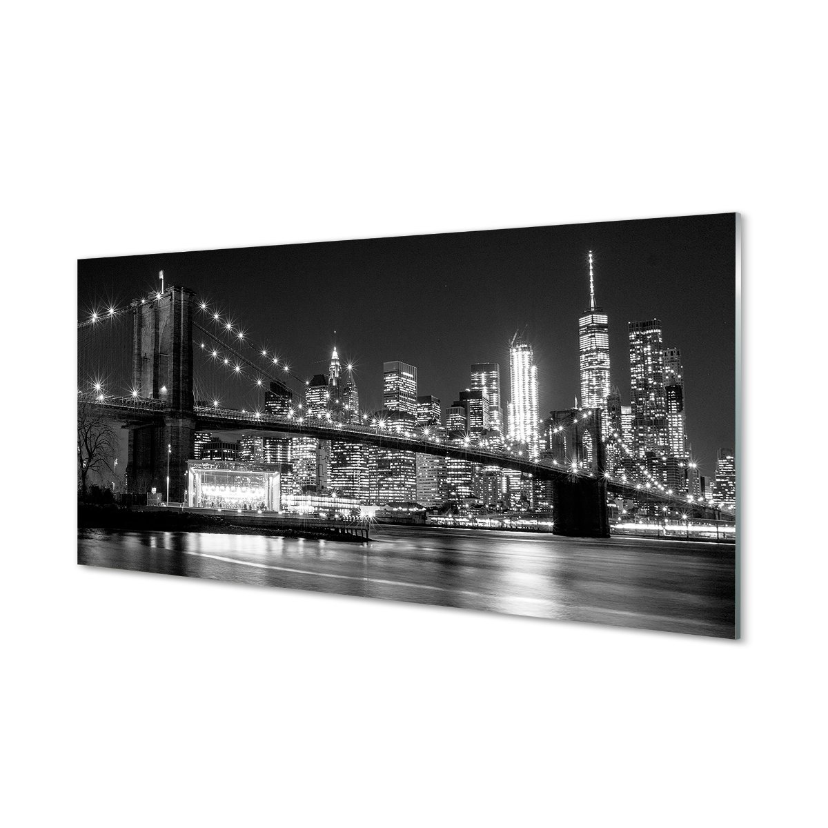 Szklany panel Most wieżowce noc rzeka 120x60 cm
