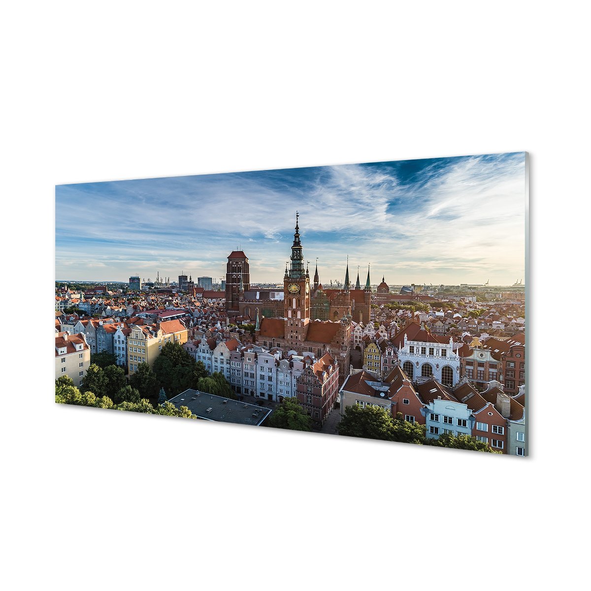 Szklana płyta Gdańsk Panorama kościół 120x60 cm