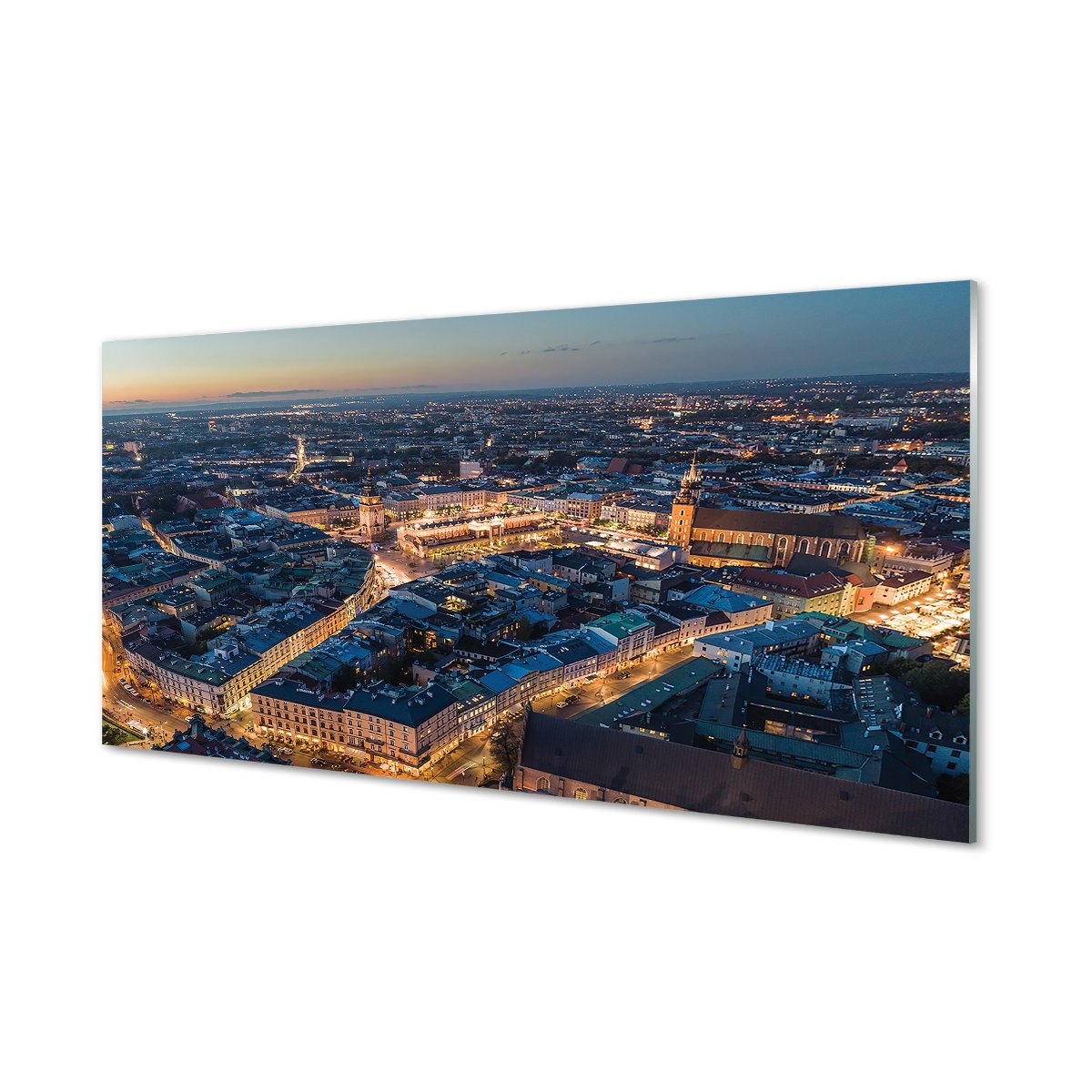 Szklany lacobel + klej Kraków Panorama noc 120x60