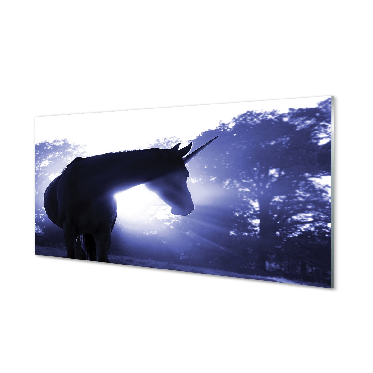 Szklany panel ścienny + klej Las jednorożec 120x60