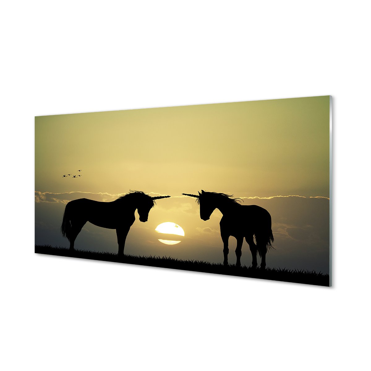Płyta szklana Pole zachód słońca jednorożce 120x60