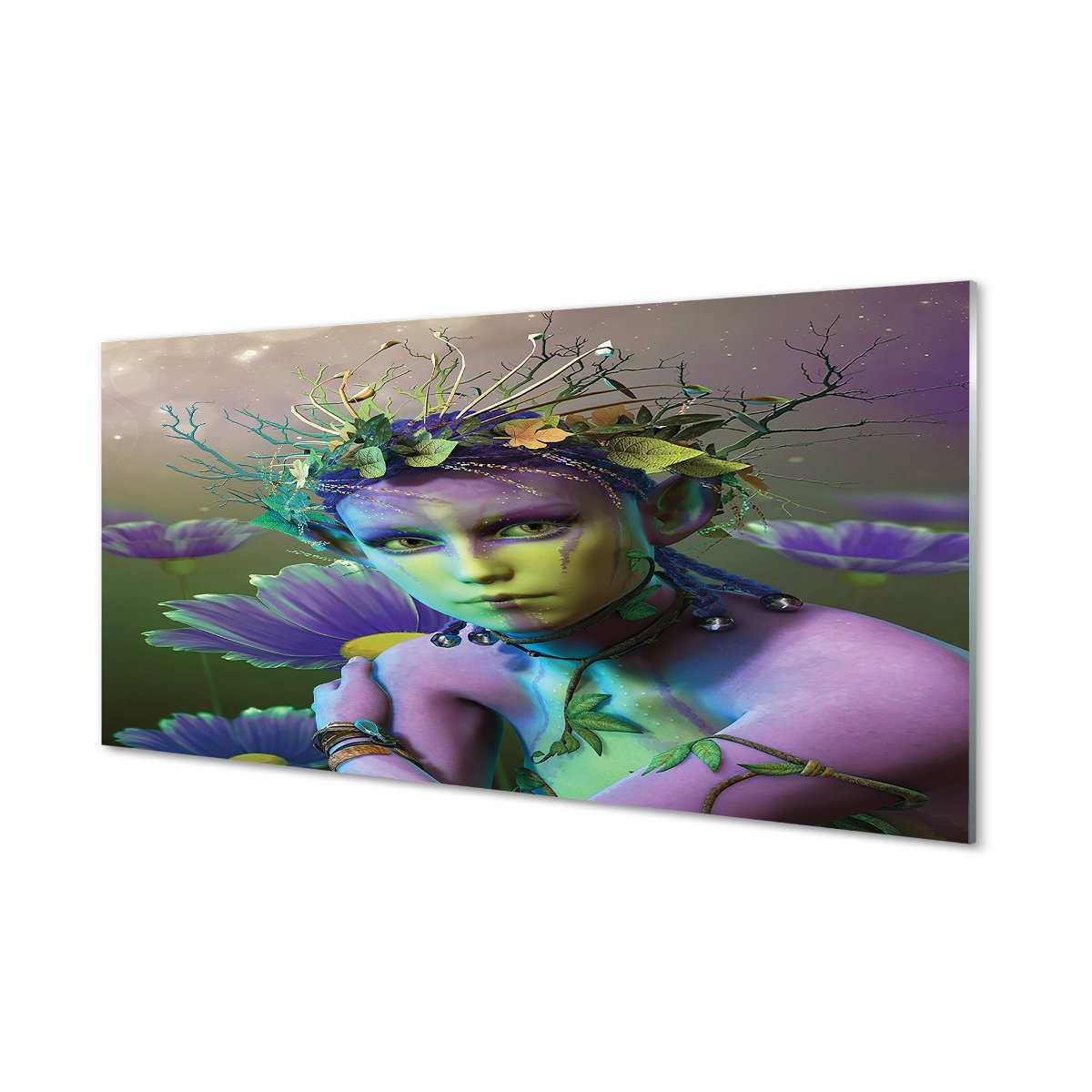 Panel szklany za piec Elf kwiaty kobieta 120x60 cm