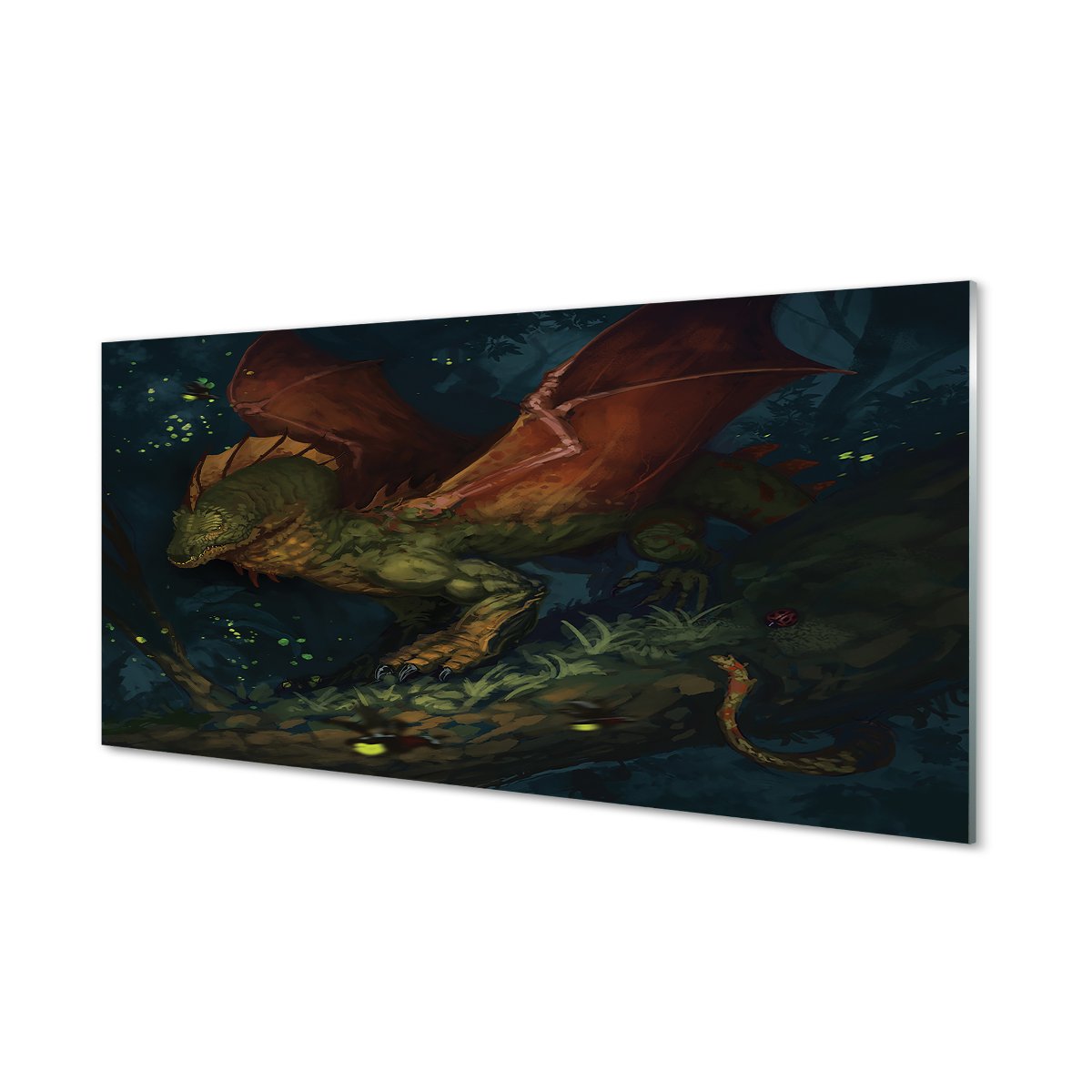 Ścienny panel kuchenny Zielony smok w lesie 120x60