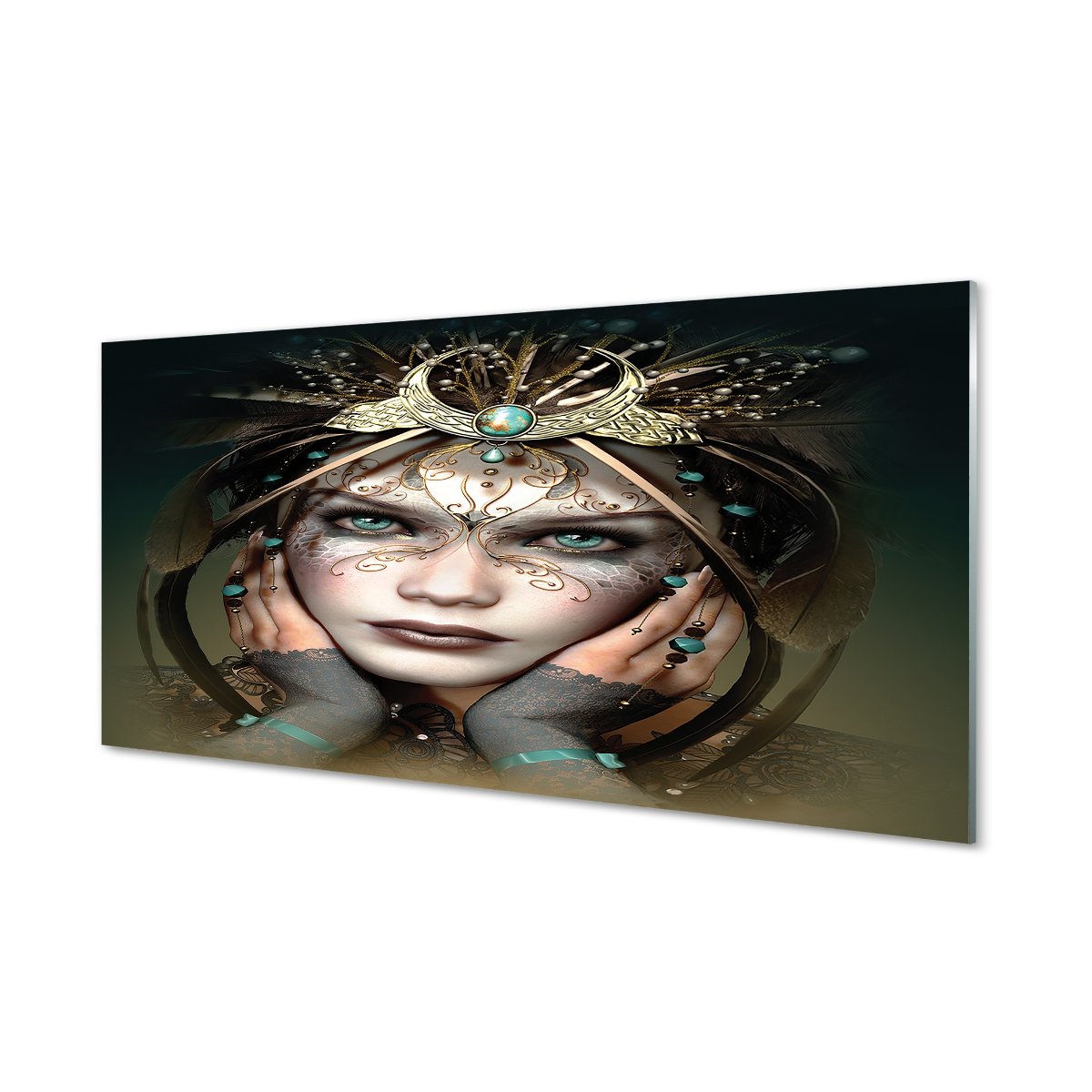 Szkło lacobel Kobieta niebieskie oczy 120x60 cm