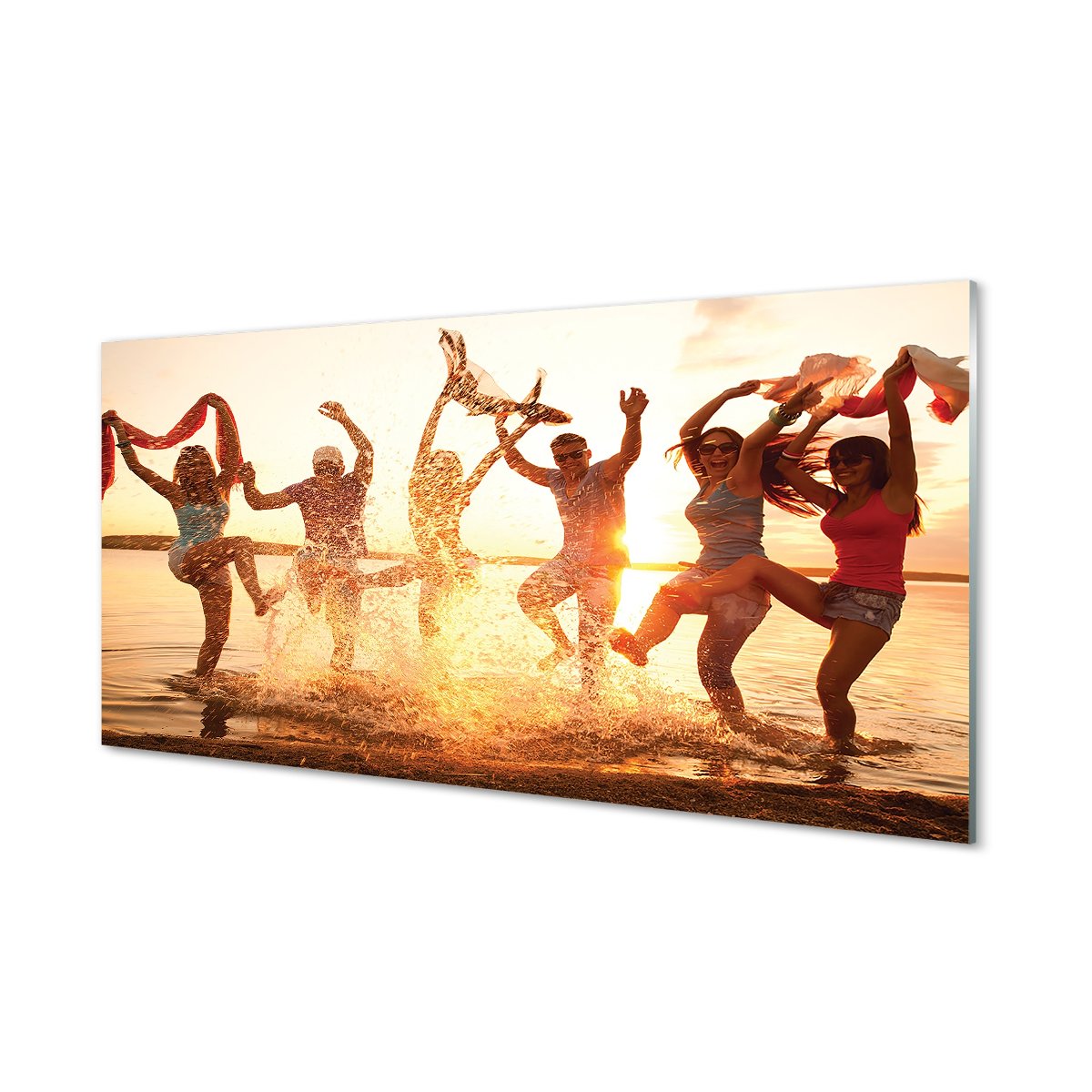 Panel szkło hartowane Ludzie morze zachód 120x60