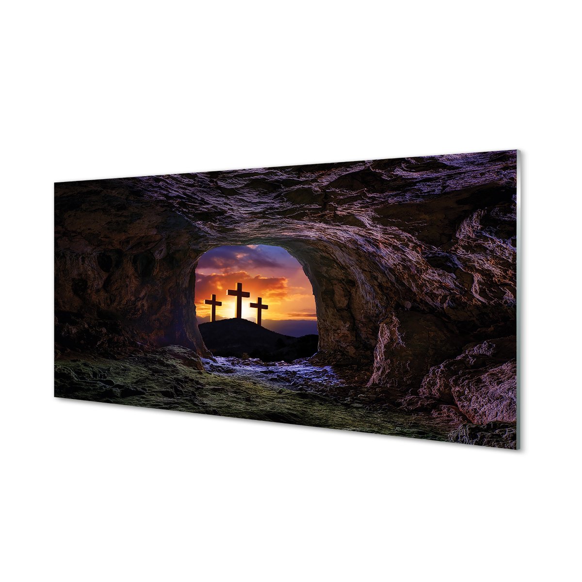 Panel szkło do kuchni  Krzyże zachód słońca 120x60