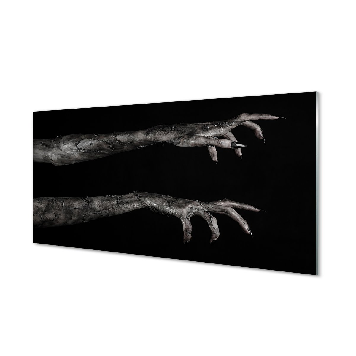 Panel szklany + klej Czarne tło brudne ręce 120x60