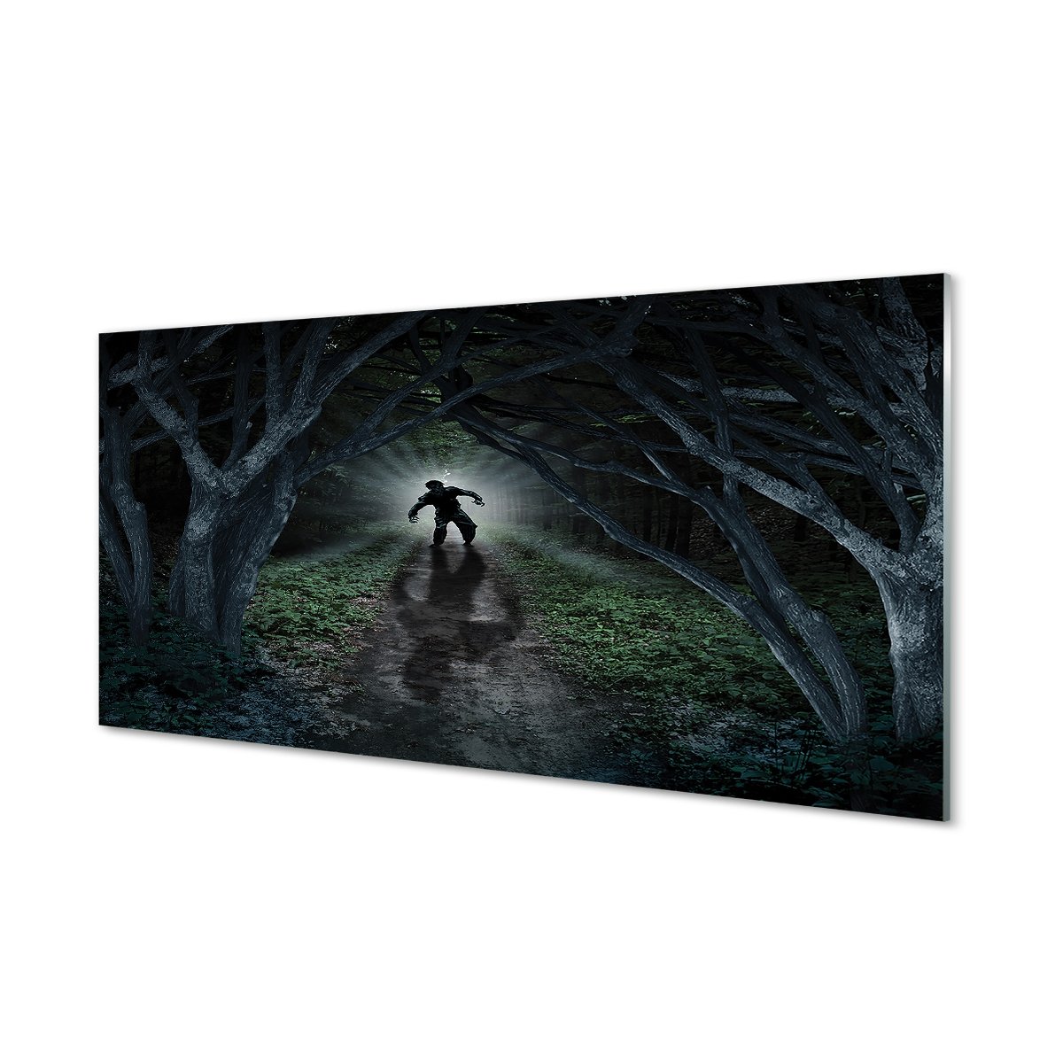 Panel szklany Ciemno las postać drzewa 120x60 cm