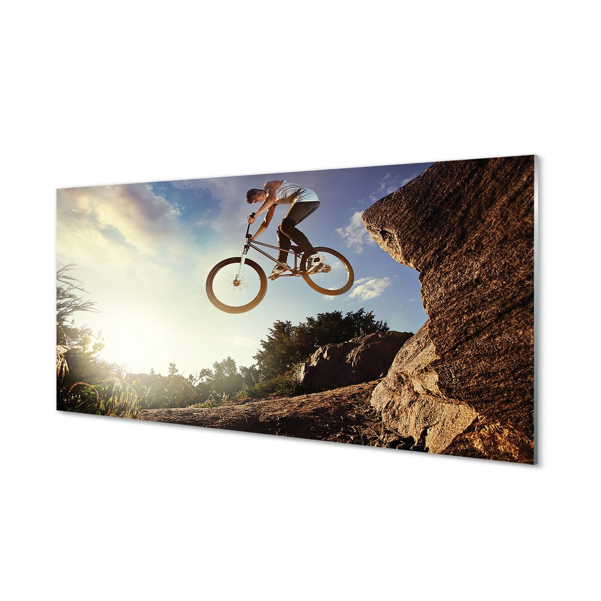 Lacobel szkło Rower góry chmury niebo 120x60 cm