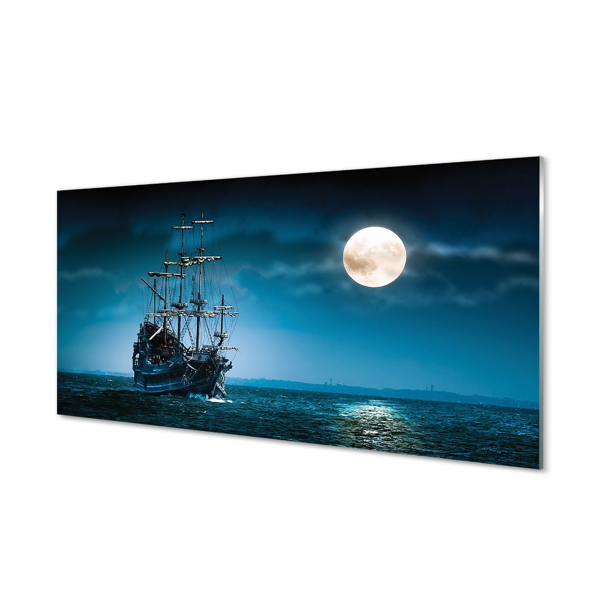 Panel ścienny Morze statek miasto księżyc 120x60