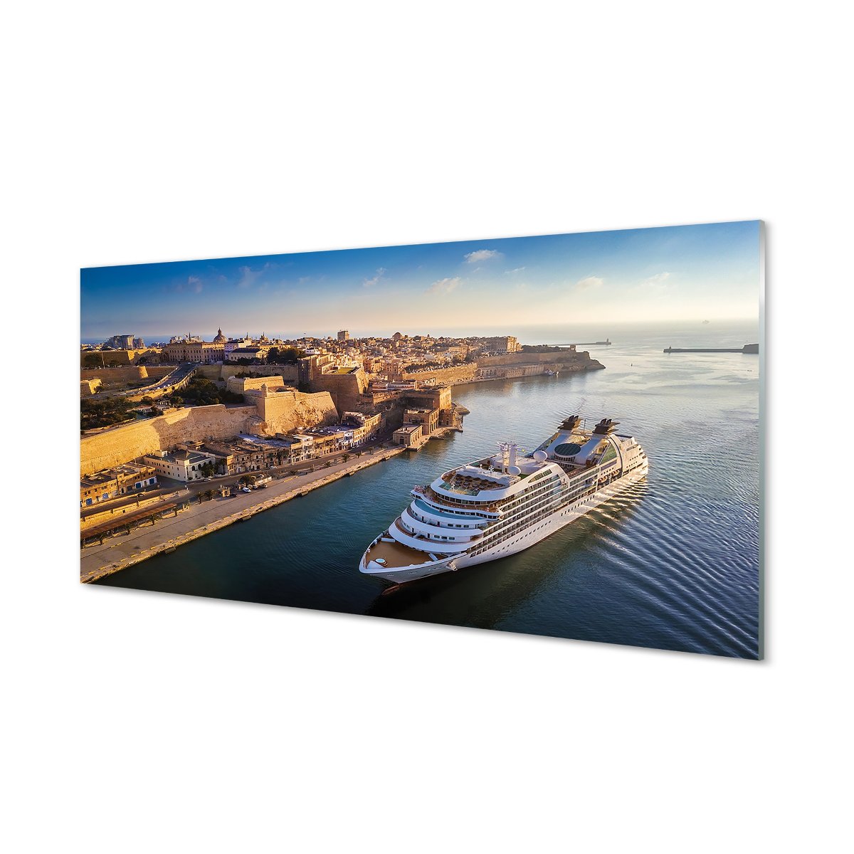 Szklany panel Statek morze miasto niebo 120x60 cm