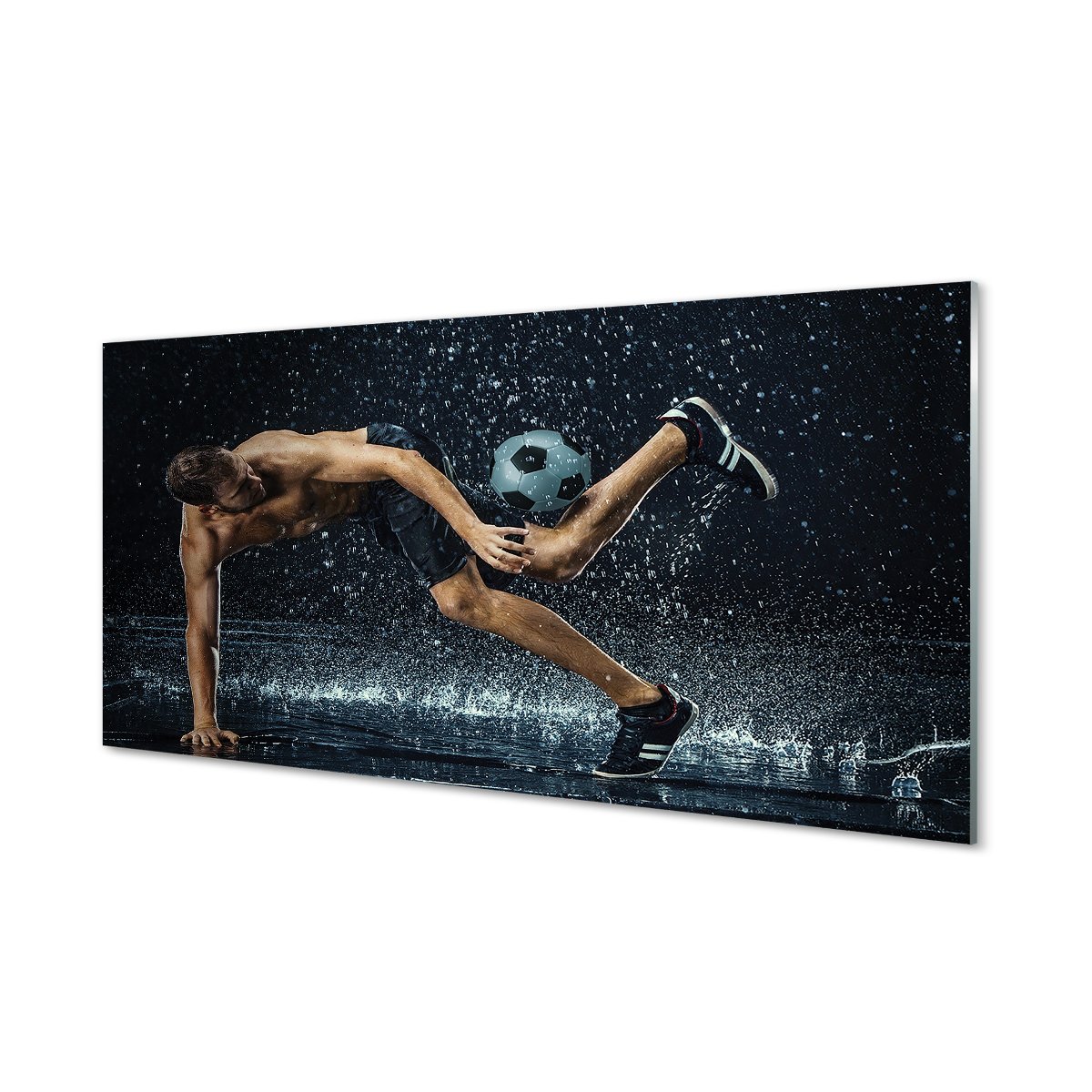 Nowoczesny panel   Człowiek piłka deszcz 120x60 cm