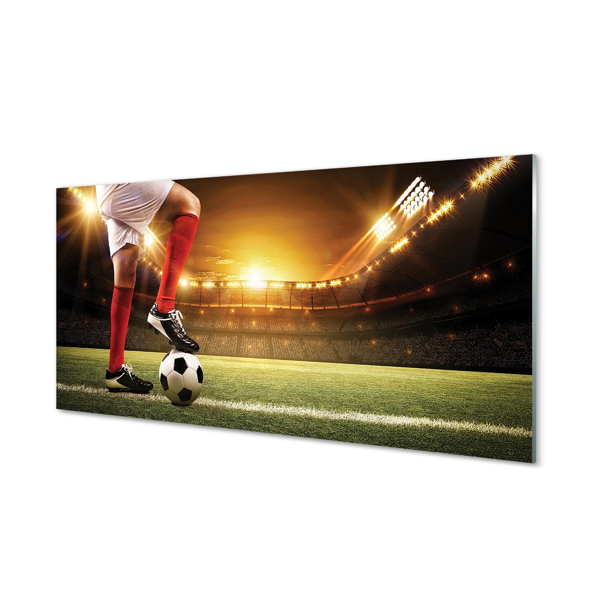 Lacobel z grafiką + klej Piłka stadion nogi 120x60