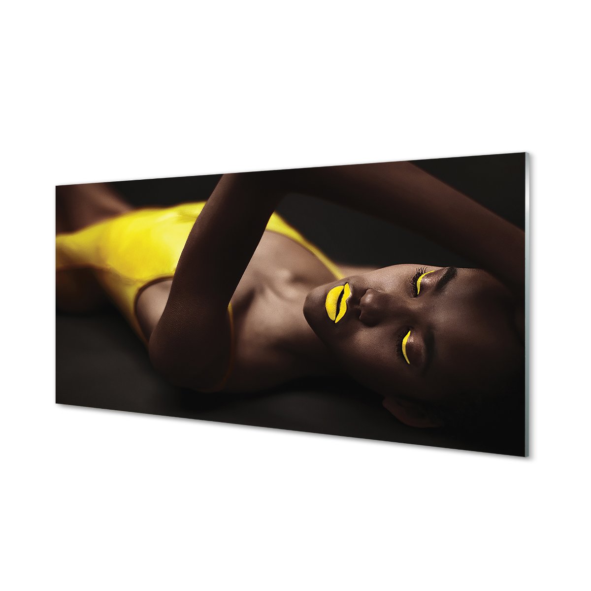 Hartowany panel kuchenny Kobieta żółte usta 120x60