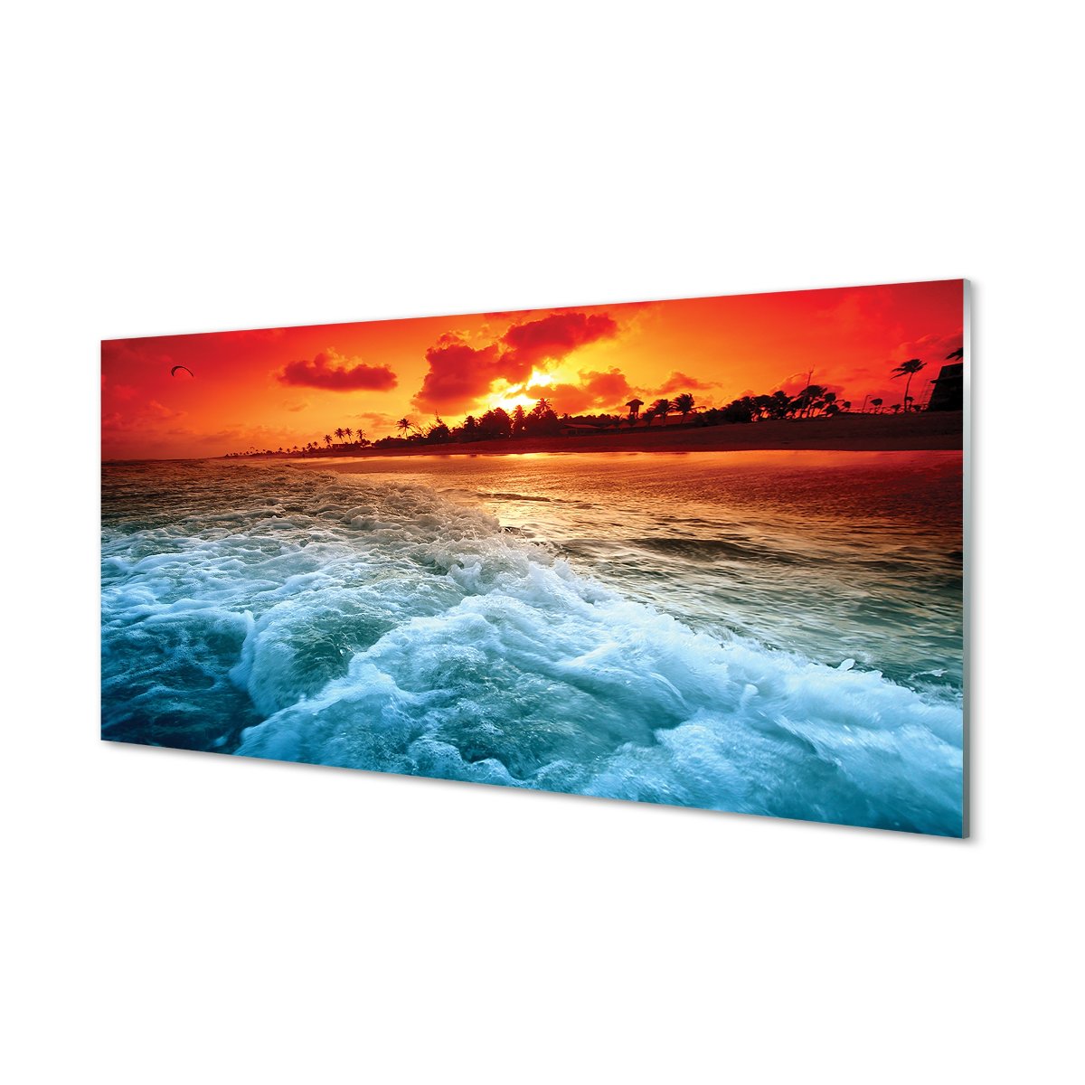 Panel szklany + klej Morze drzewa zachód 120x60 cm