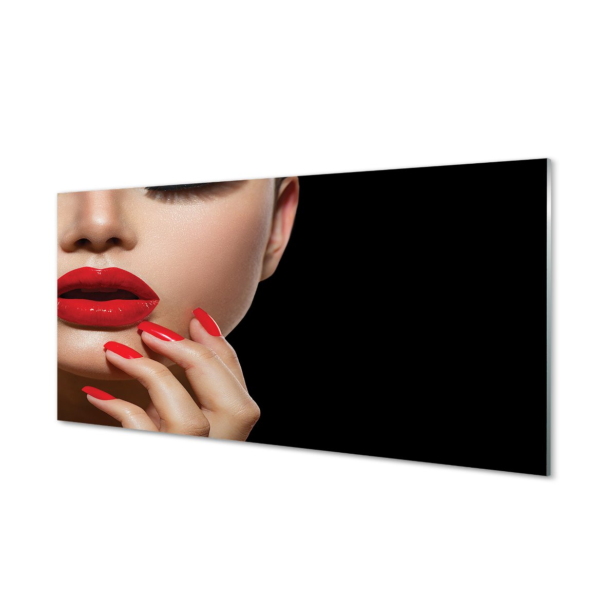 Ochronny panel dekor  Kobieta czerwone usta 120x60