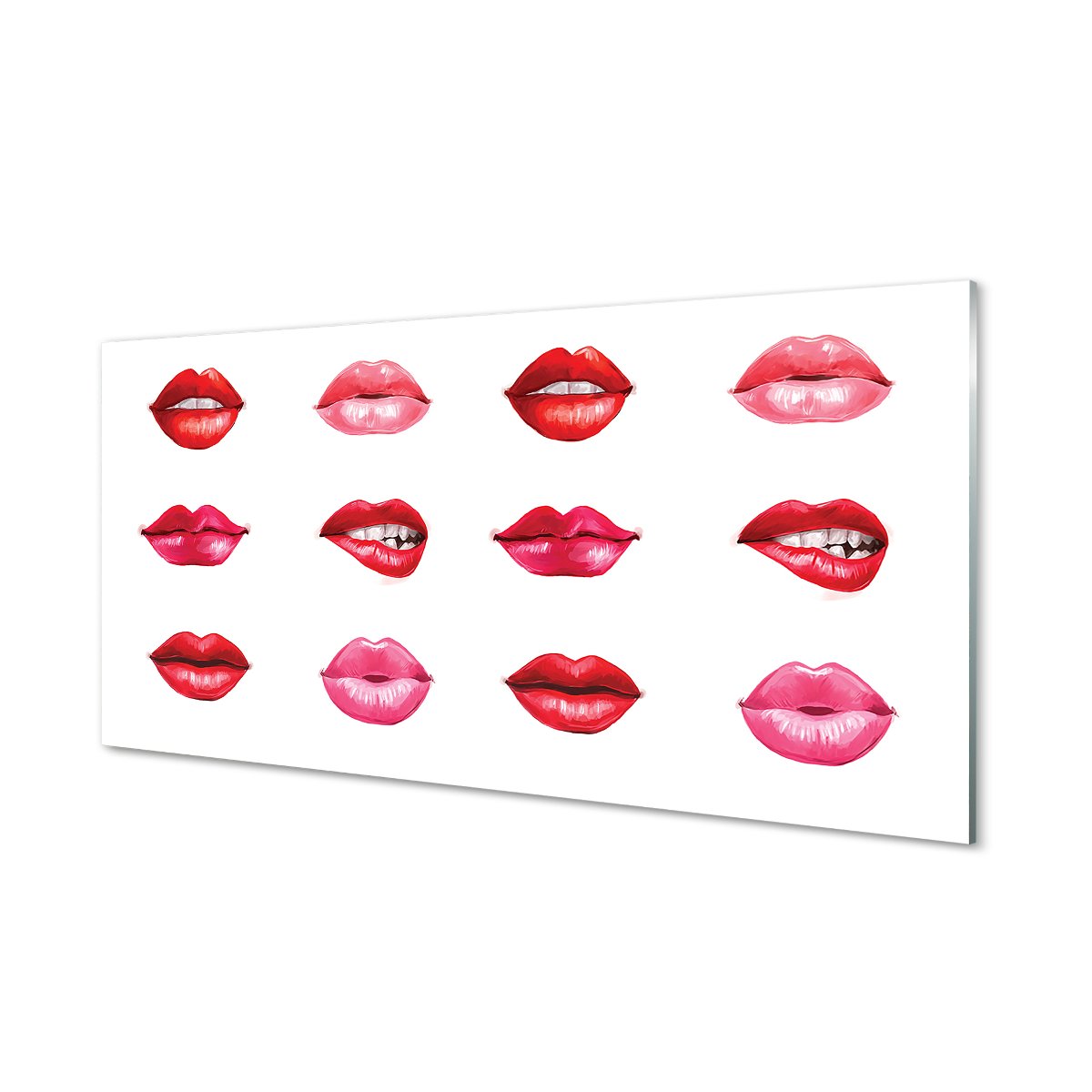 Szklany panel + klej Czerwone i różowe usta 120x60