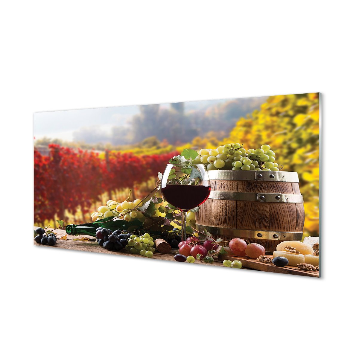 Szklany panel + klej Jesień wino kieliszek 120x60