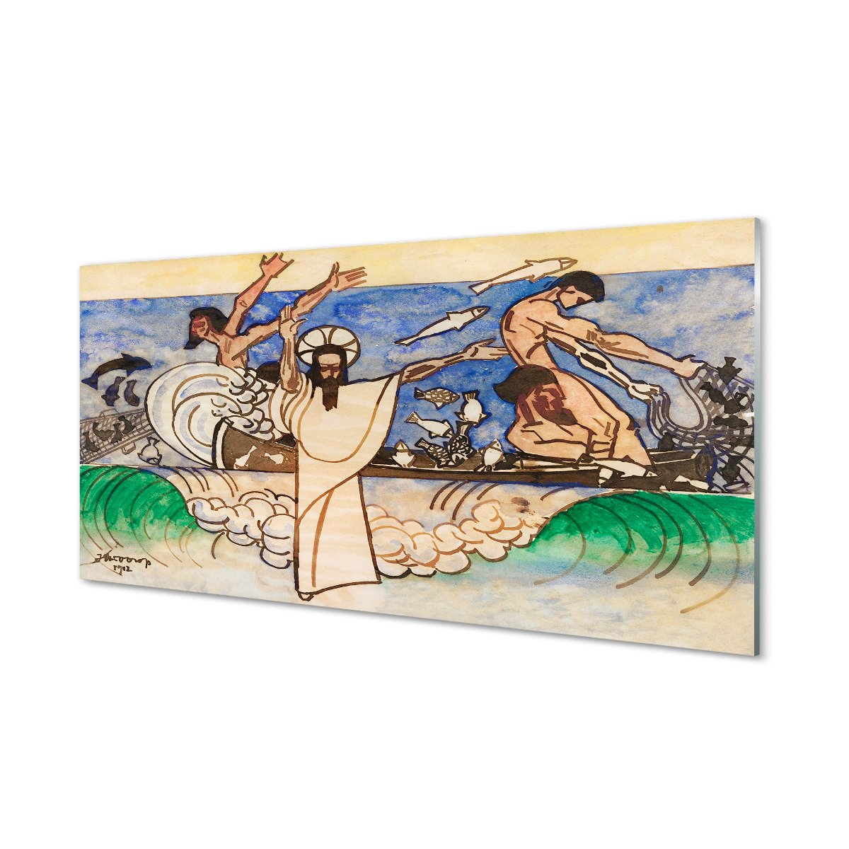 Panel ochronny do kuchni Szkic Jezus morze 120x60