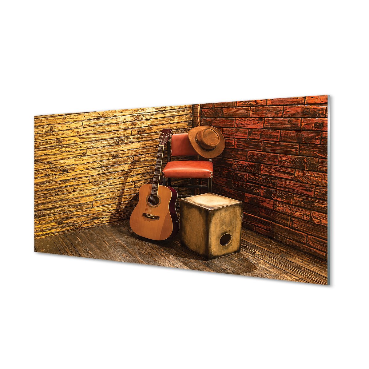 Szklany panel Gitara kapelusz krzesło 120x60 cm