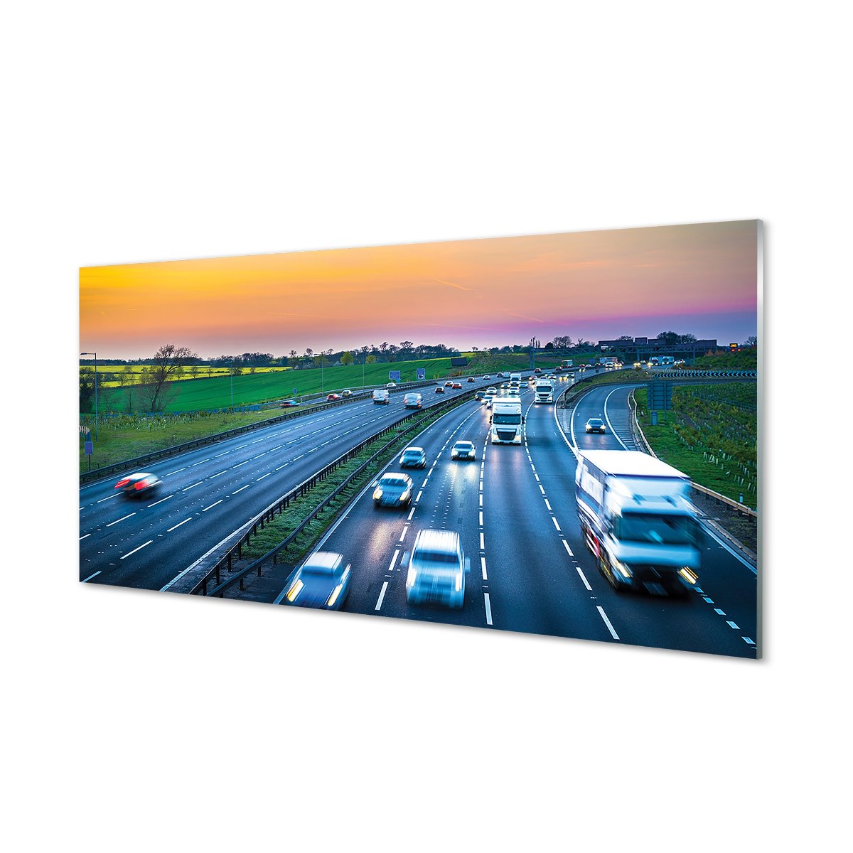 Panel lacobel + klej Autostrada niebo auta 120x60