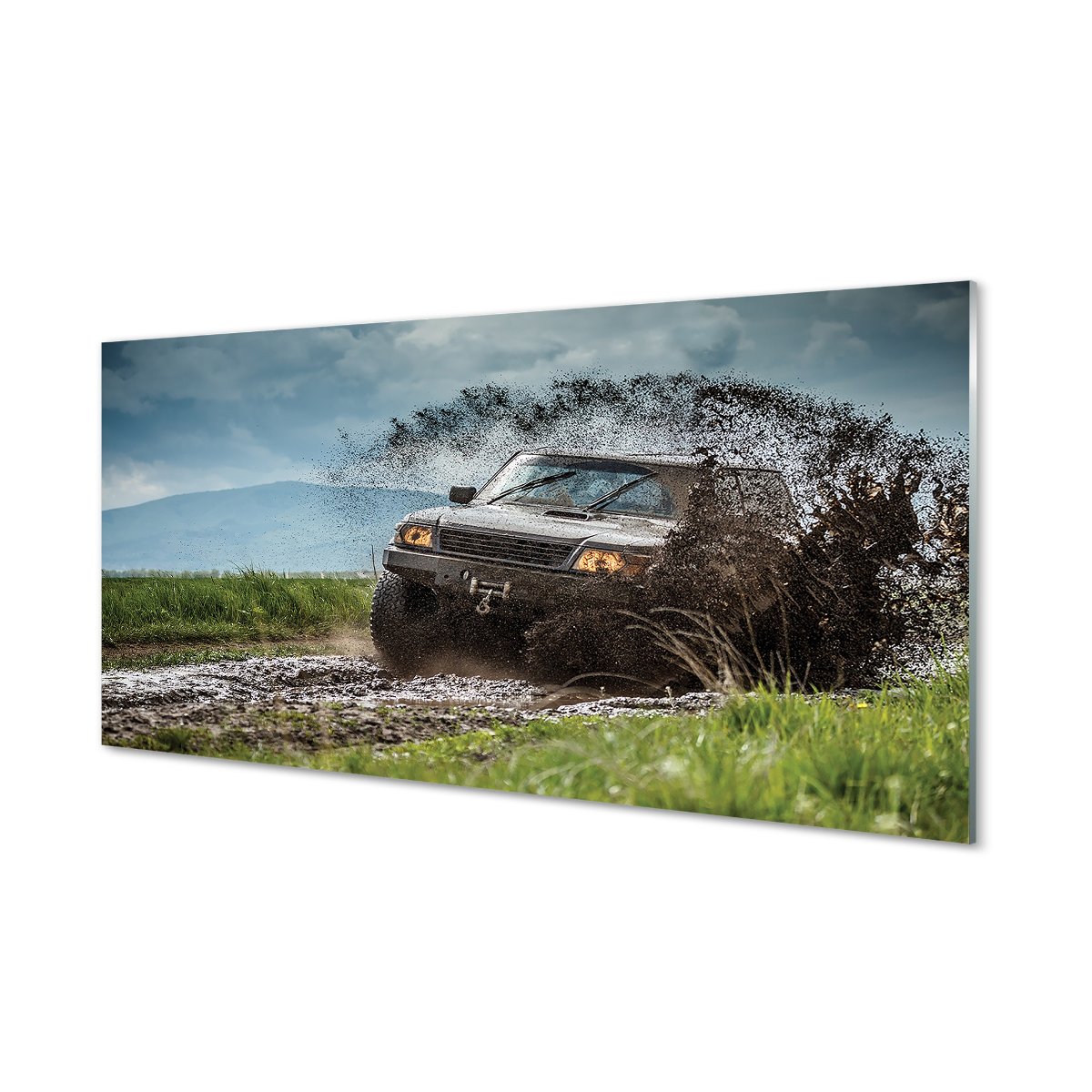Lacobel szkło Auto terenowe góry chmury 120x60 cm