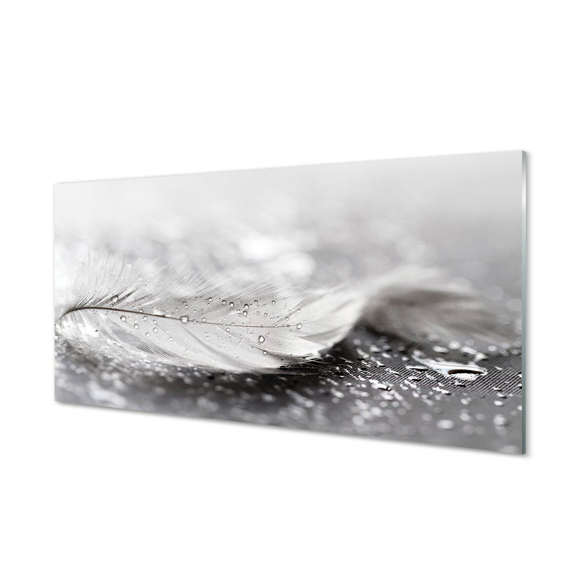 Szklany lacobel + klej Krople piórko makro 120x60