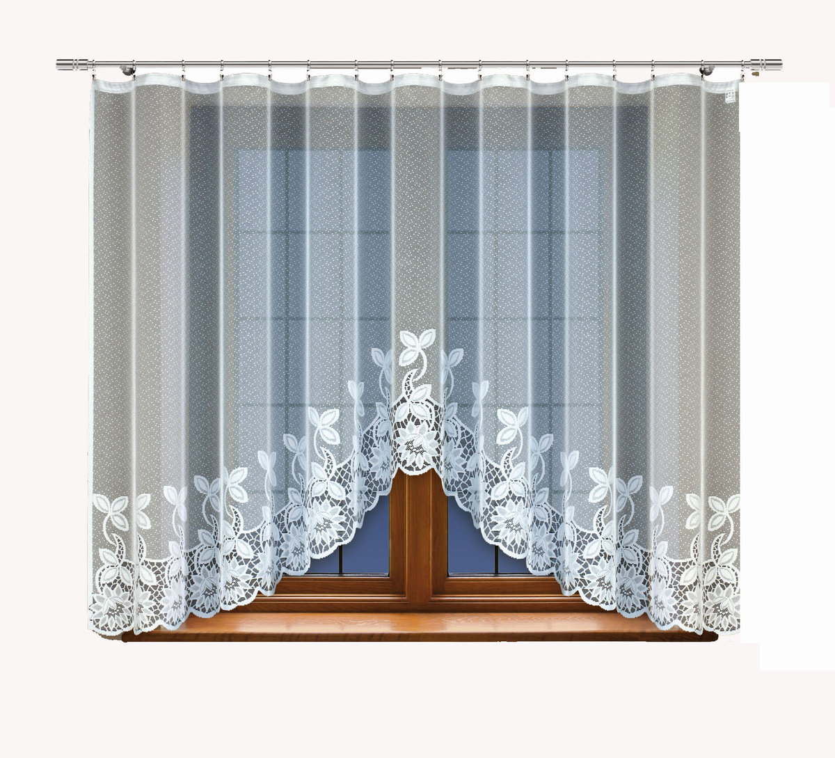 Biała żakardowa firanka z taśmą 250190 130 x 300cm MONDOMI