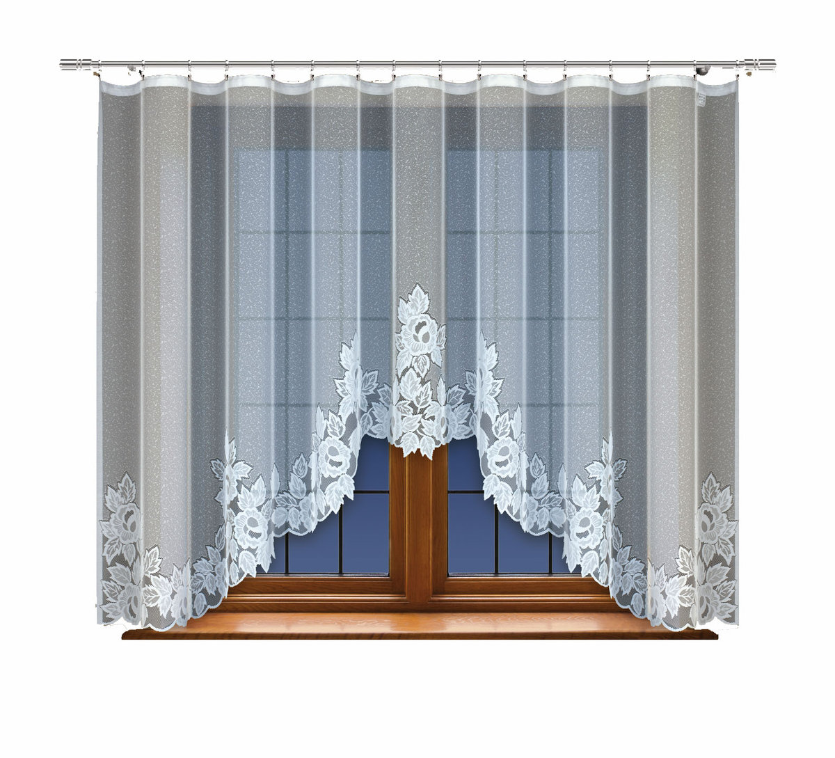 Biała żakardowa firanka z taśmą 249901 120 x 400cm  MONDOMI