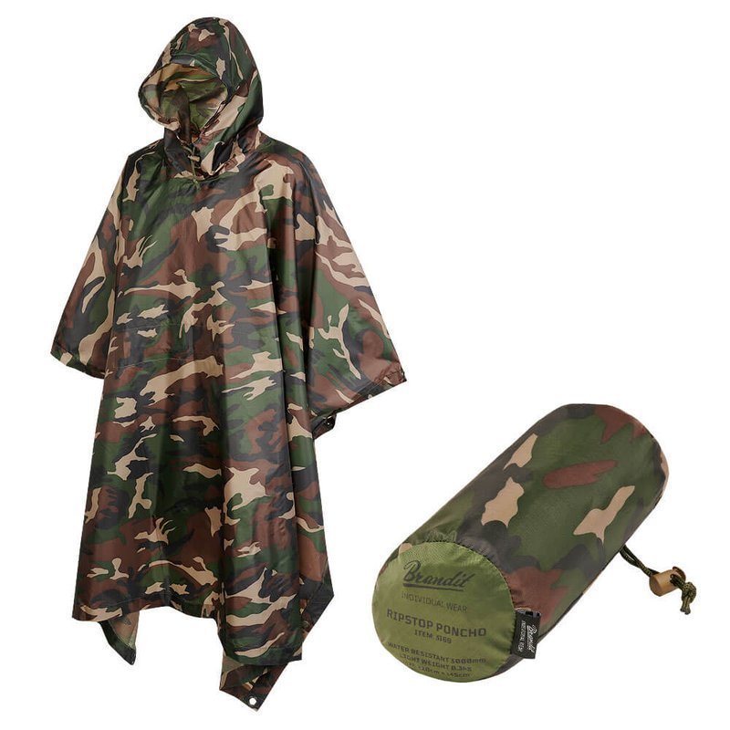 Brandit Poncho Przeciwdeszczowe Rip-Stop Woodland