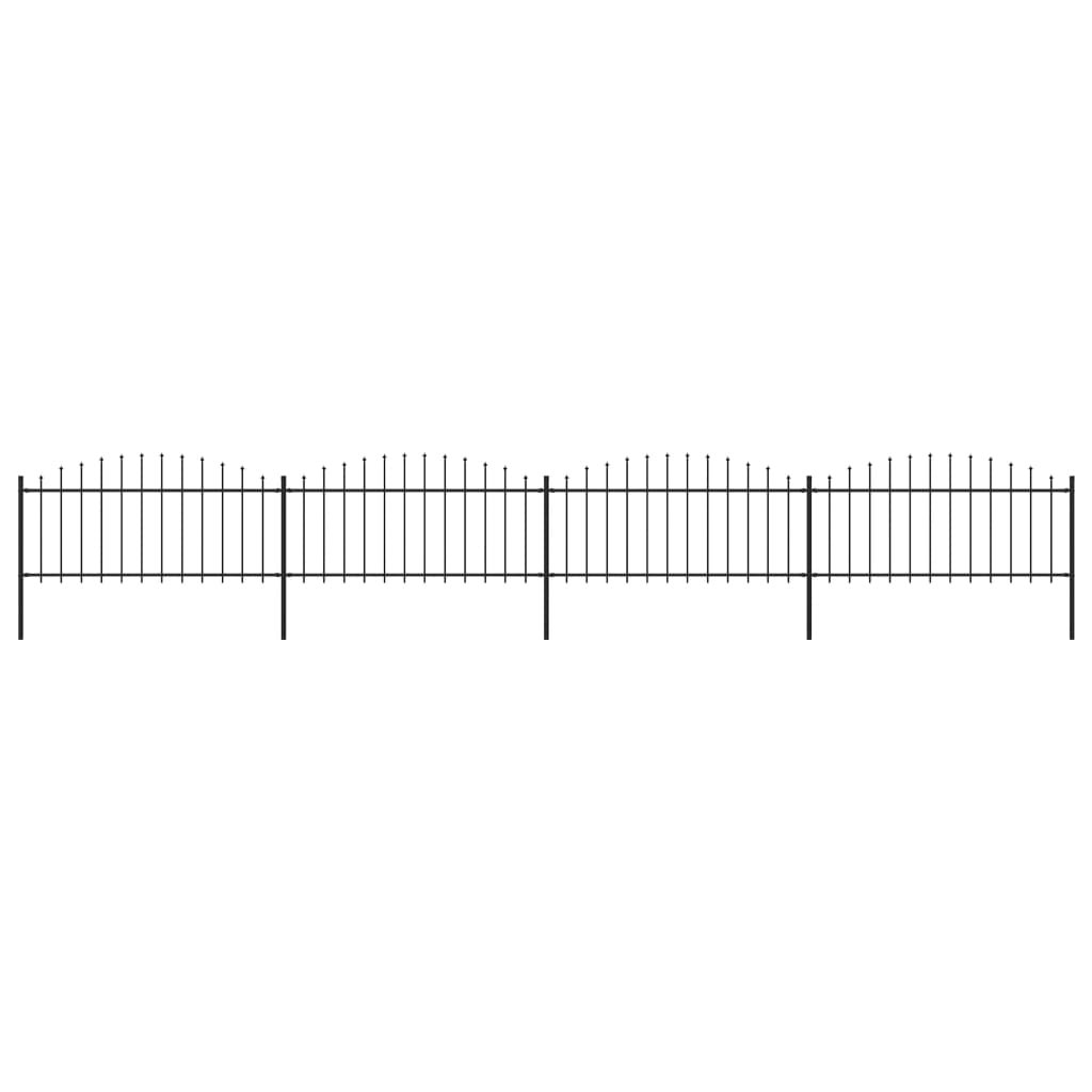 vidaxl Panele ogrodzeniowe z grotami, stal, (0,5-0,75) x 6,8 m, czarne
