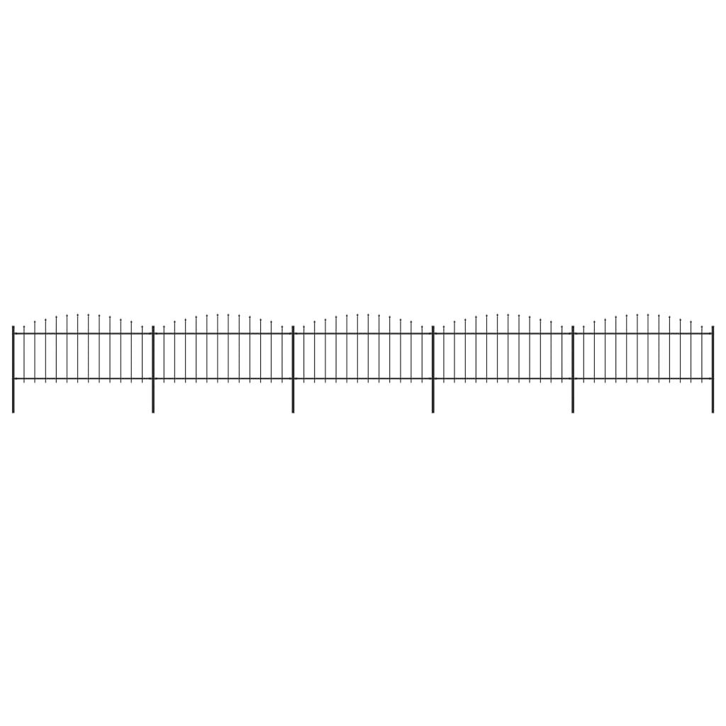 shumee Panele ogrodzeniowe z grotami stal 0,5 0,75) x 8,5 m czarne