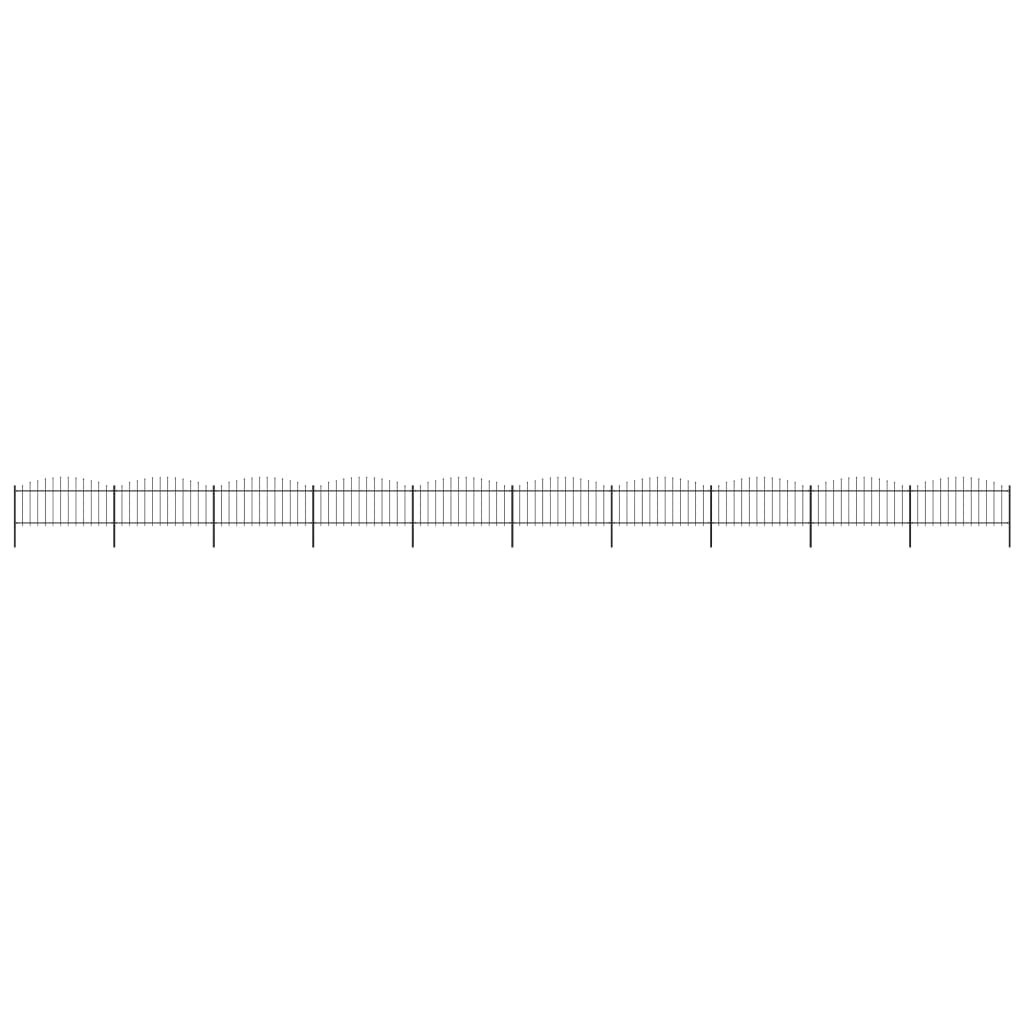 vidaxl Panele ogrodzeniowe z grotami, stal, (0,5-0,75) x 17 m, czarne