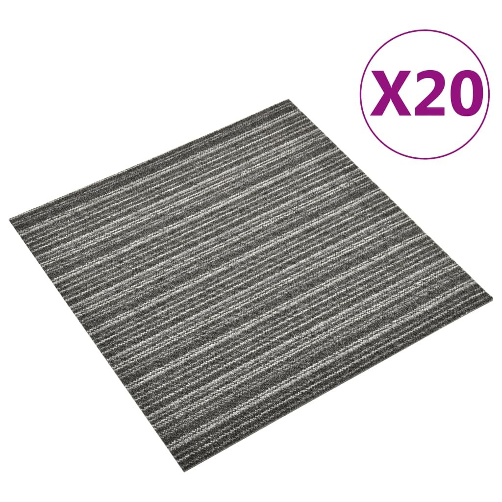 vidaXL Podłogowe płytki dywanowe, 20 szt., 5 m², 50x50 cm, szare pasy