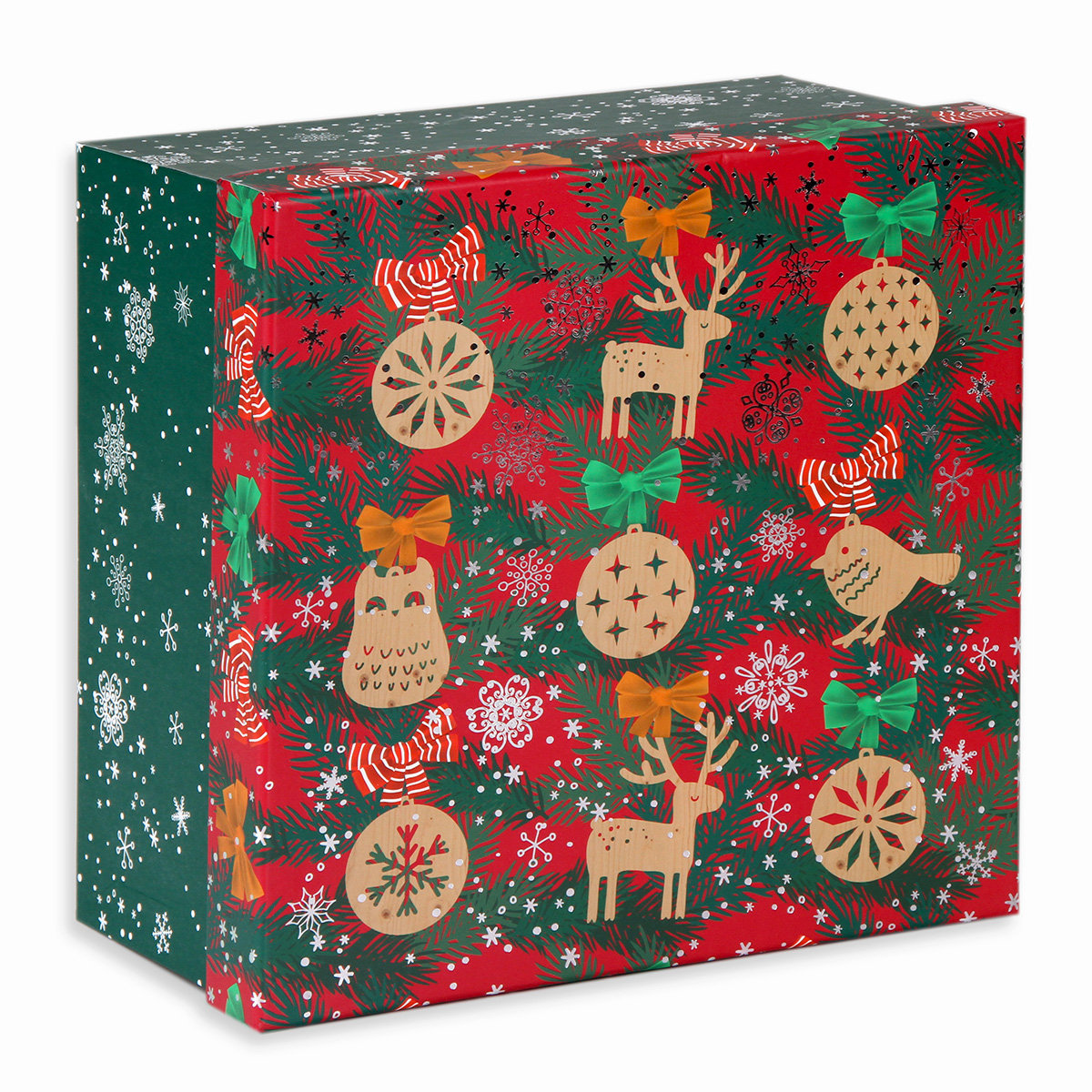 Pudełko prezentowe, Classic Christmas, renifery,M, 10x17x17 cm