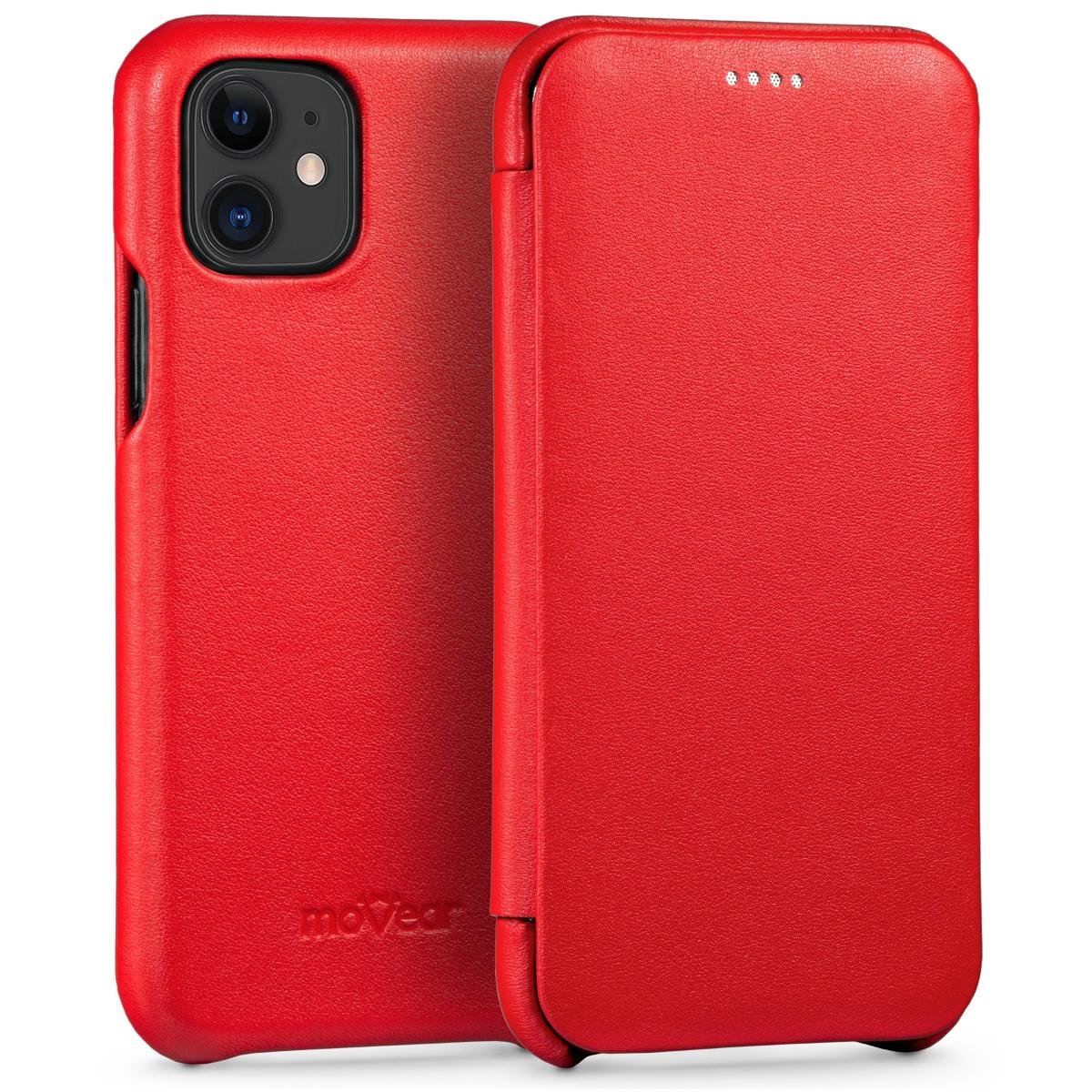 moVear moVear Skórzane Etui Slim do iPhone Xs MAX | Elegancki Pokrowiec z klapką, book case | flipSide S Skóra Gładka, Czarny A0I11S0SLNBBKRE
