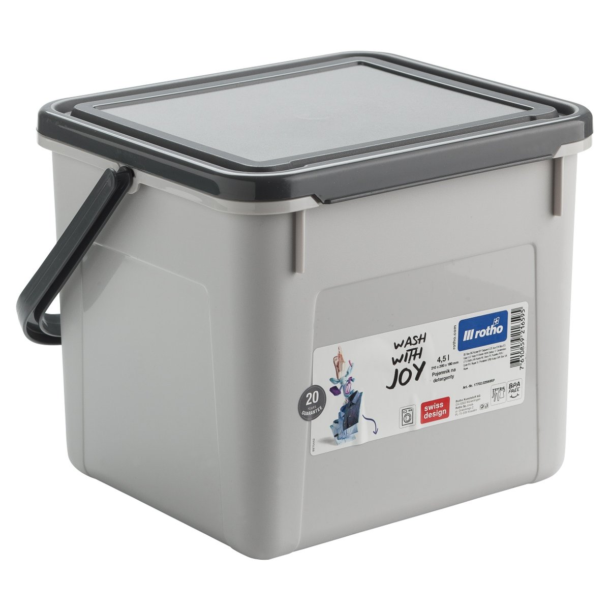 Rotho Pojemnik na proszek tabletki 3kg 4,5L Rotho szary CEN-72766