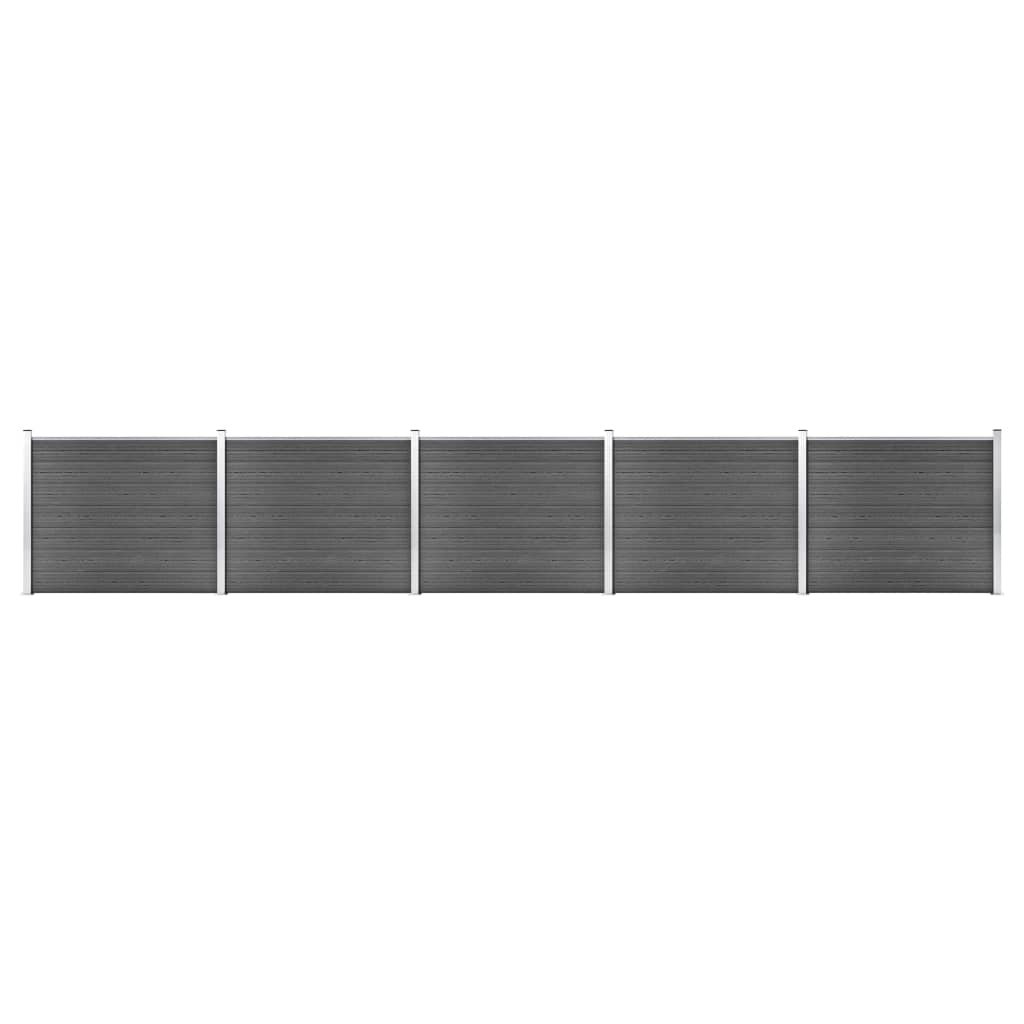 vidaxl Zestaw paneli ogrodzeniowych z WPC, 872 x 146 cm, czarny! 3070462