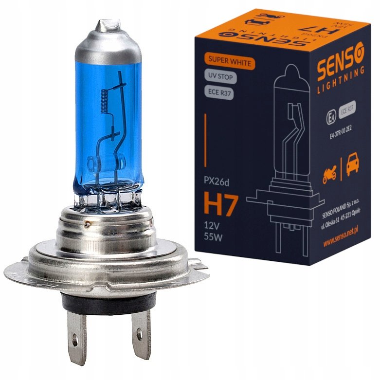 Xenon Senso ŻARÓWKA SENSO SUPER WHITE H7 12V 55W E4 BLUE 10-1