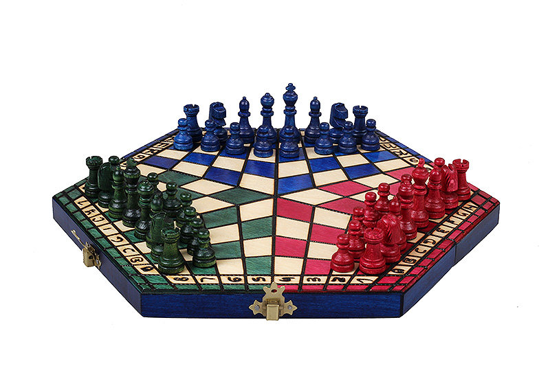 Sunrise Chess&Games, Szachy drewniane dla trójki graczy, 16x28x4 cm