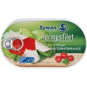 SYWAN (filety śledziowe, filety z makreli) Filety śledziowe w BIO sosie pomidorowym - Sywan - 200g BP-4013712573065