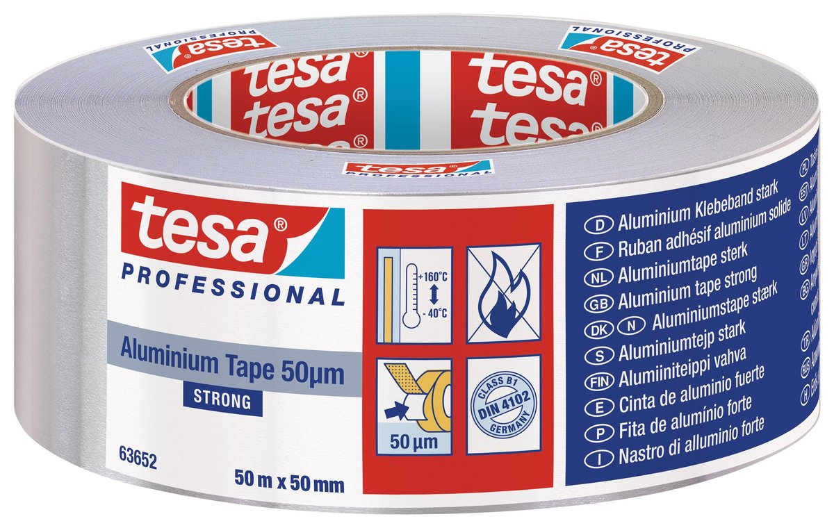 Taśma naprawcza tesa® Professional aluminiowa, mocna 50 m x 50 mm