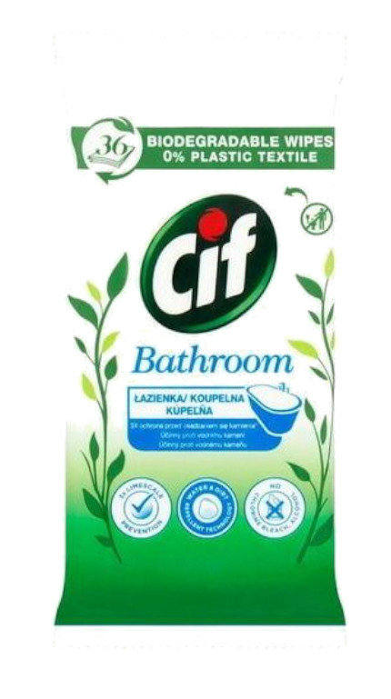 Unilever Cif Chusteczki nawilżane do czyszczenia łazienek 36szt