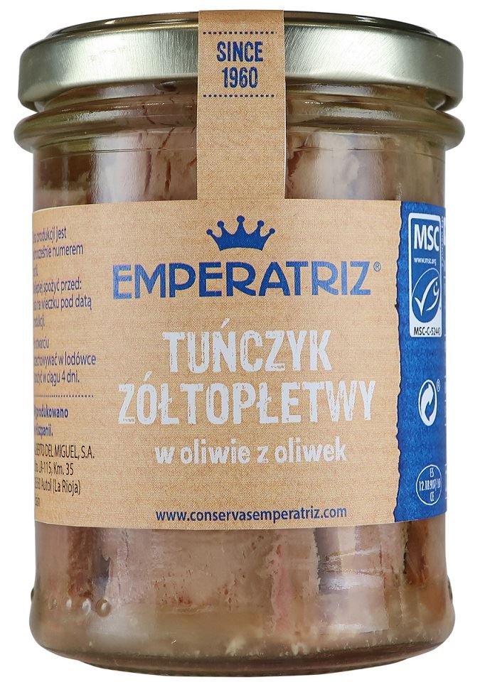 EMPERATRIZ Tuńczyk żółtopłetwy filety w oliwie z oliwek 200 g (130 g) (słoik)